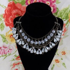 large rhinestone antique gold statement necklace